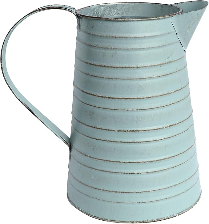 APSOONSELL Shabby Chic Metal Jug Vase Pitcher Flower Holder for Home Decoration