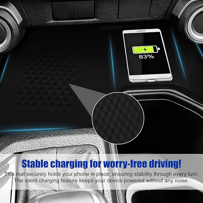 Wireless Charging Anti-Slip Mat Compatible with Accessories 2025 2024, Black Silicone Protective Pad Liner