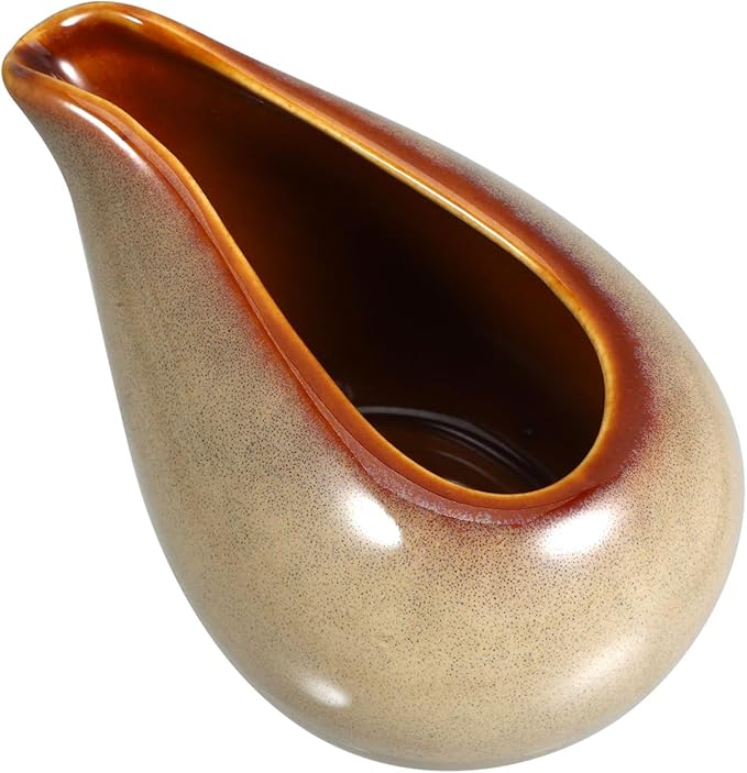 Amosfun Ceramic Sauce Pitcher Creamer Gravy Boat Small Porcelain Milk Jug Syrup Dispenser Serving Pitcher for Salad Dressing Coffee Tea 3.54X2.36X1.96In