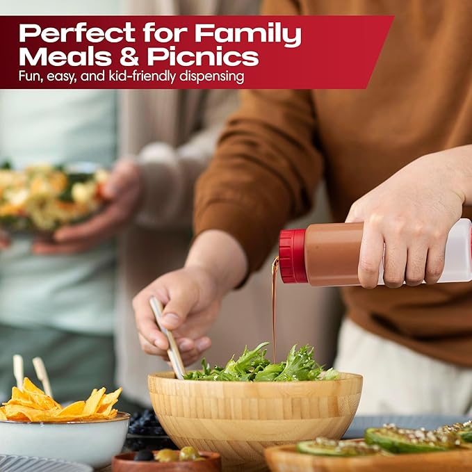 Chef Master Squeeze Bottles for Sauces (16oz) - Inverted, FIFO Refillable Bottle - Condiment Squeeze Bottles for Liquids, Sauces, Batter & Dressing - Made for Restaurants, Diners & Food Trucks - 90290