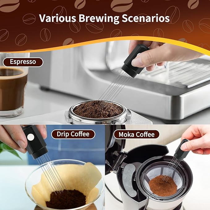 53.5mm WDT Tool Espresso - Espresso Stirrer Distribution Tool with Magnets and Stand, 54mm Dosing Funnel & Puck Screen | Fits Breville 8 Series Espresso Coffee Machines and 54mm Portafilters