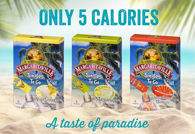 Margaritaville Singles To Go Drink Mix, Non-Alcoholic Powder Sticks (Pina Colada)