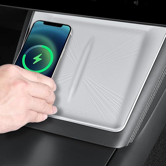Model 3 Centre Control Wireless Charging Mat，Center Console Wireless Charger Pad Compatible with Tesla Highland Model 3 2024 2025 (Model y Juniper chager mat White A)