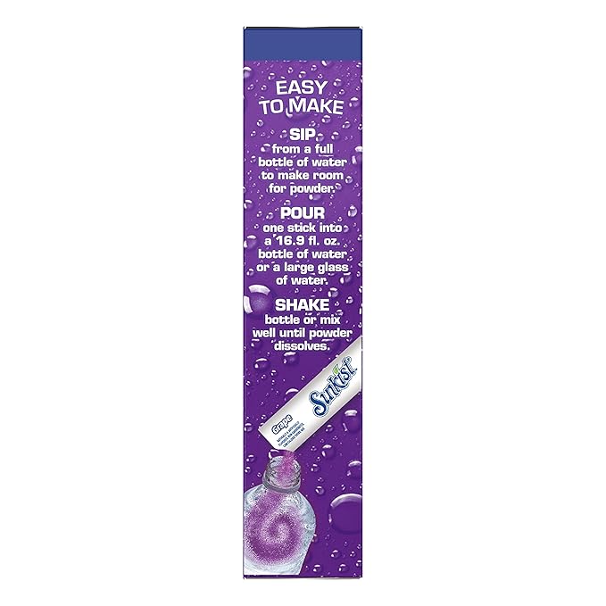 Sunkist Singles-To-Go Drink Mix, Grape, Non-Carbonated, Low-Calorie, Zero Sugar, 6 CT in each box (Pack of 6)