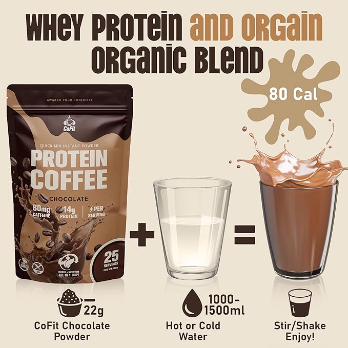 COFIT Coffee with Protein, Protein Powder Energy Drink - Instant Coffee Blend with Added Protein for Enhanced Focus & Stamina - 19 oz