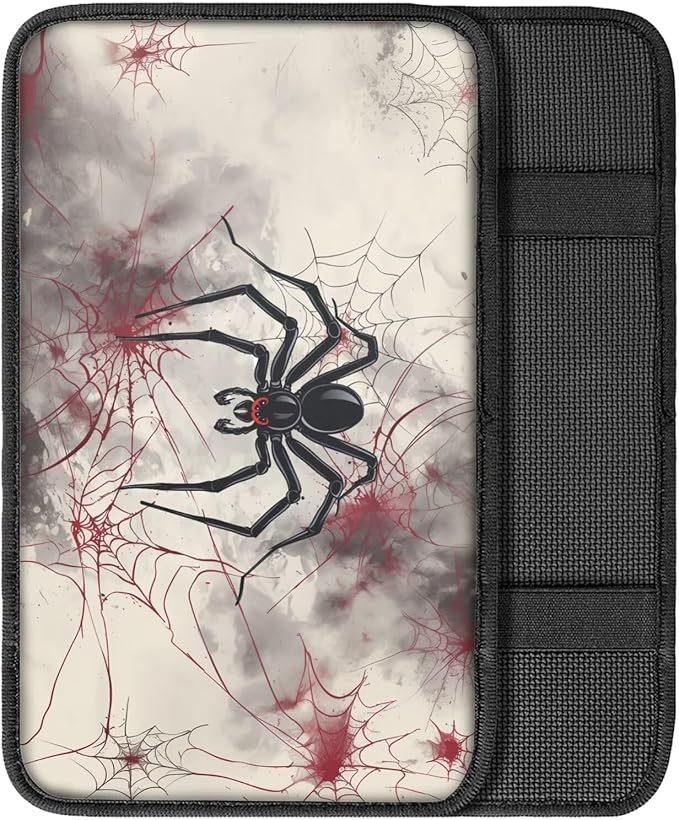 Mintutlipy Spider Car Center Console Cover Soft Comfortable Car Armrest Cushion Water Proof Car Storage Box Mat Universal Fit Most Cars