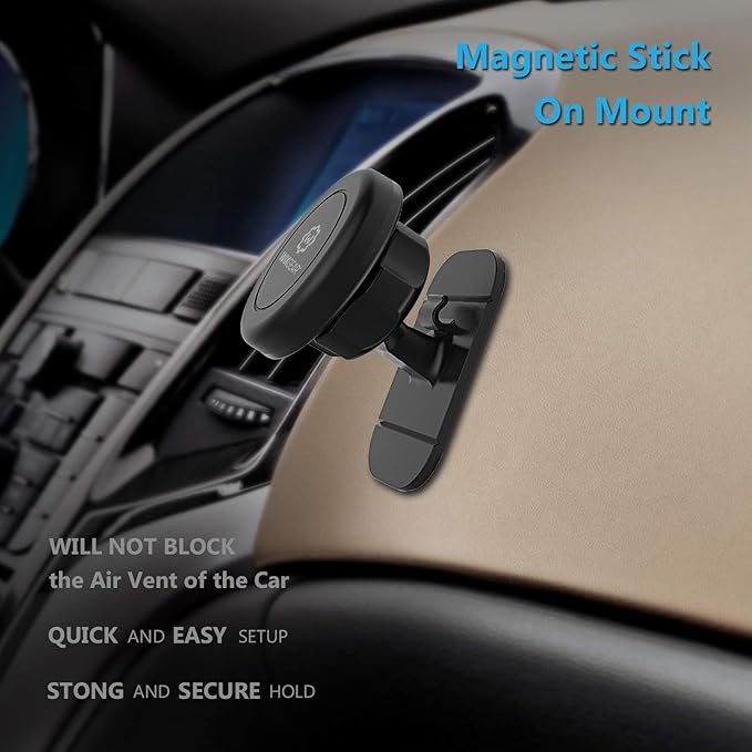 WixGear Magnetic Mount, Stick-On Dashboard Magnetic Car Mount Holder, for Cell Phones and Mini Tablets with Fast Swift-snap Technology, Magnetic Cell Phone Mount