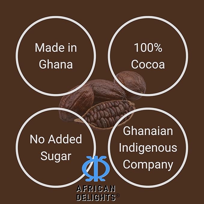 African Delights Royale Natural Cocoa Powder for Baking – Black, Dark, Ceremonial Cacao, Sugar Free, Raw Powder, High Flavanol Organic