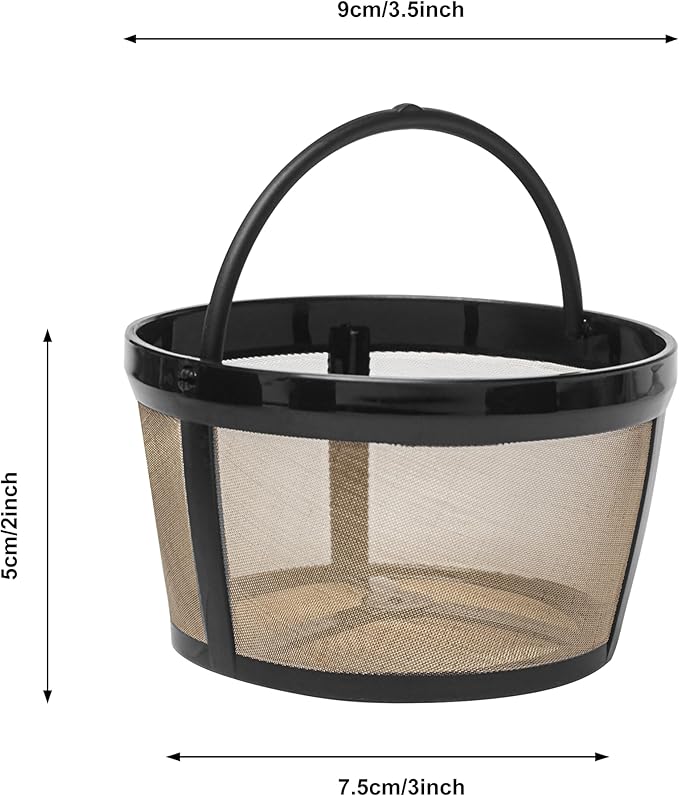 4 Cup Reusable Filter Basket With Mesh Bottom Fits MrCoffee Coffee Maker and Brewer - Permanent Filter Replacement for Mr Coffee Gold Basket-Style Filters 1-Pack