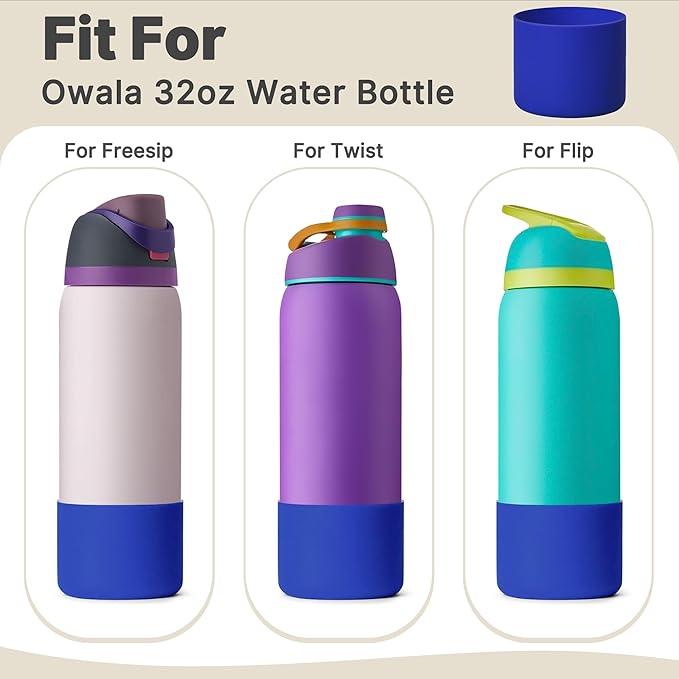 Boot for Owala 32 oz Twist/FreeSip/Flip Stainless Steel Water Bottle, Silicone Rubber Bottom Protector for Owala 32 oz Water Bottle (Navy Blue)