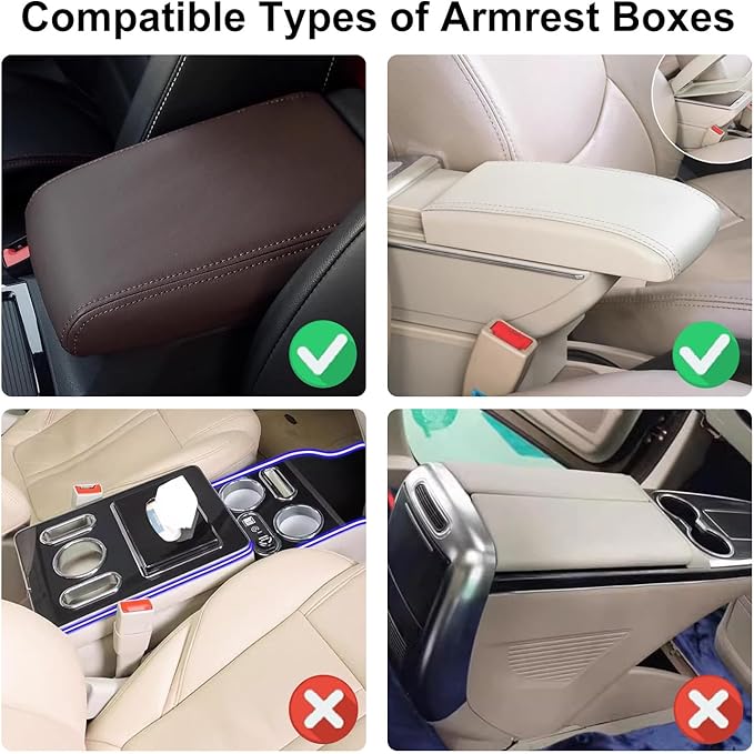 NBTEPEM Bling Crown Car Center Console Armrest Cover, Leather Middle Console Cover Cushion with 2 Storage Bags, Car Armrest Storage Box Interior Accessories for Most Vehicles(Black)