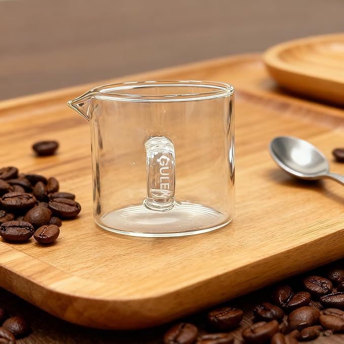Espresso Cups, Glass Coffee Espresso Cups with Pour Spout, 4 oz, Clear, Set of 2 (Set of 2)