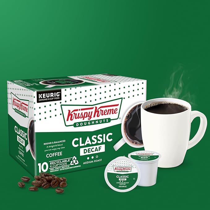 Krispy Kreme Classic Decaf Keurig Single-Serve K-Cup Pods, Light Roast Coffee, 60 Count (6 Packs of 10)