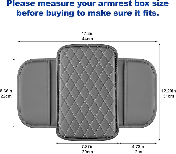 NUWQICD Center Console Cover Fit for Nissan Altima 1993-2025 Leather Armrest Covers with 2 Storage Bags Car Armrest Storage Box Car(Grey)