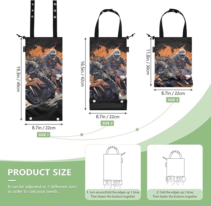 ALAZA Hanging Car Trash Bags Garbage Bag Trash Can for Back Seat Small Motorcycle Race 2 Washable Storage Bag Retractable 2 Pack