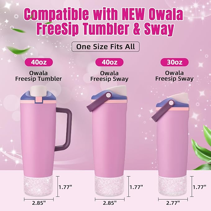 2PCS Silicone Boot Compatible with Owala 30oz & 40oz FreeSip Sway Bottles & Tumblers, Protective Anti-Slip Bottom Cover Sleeve for Freesip Sway Tumbler