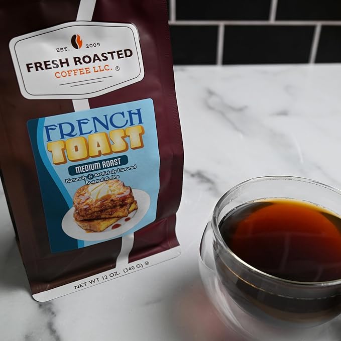 Fresh Roasted Coffee, French Toast Flavored Coffee, 12 oz, Medium Roast, Kosher, Ground