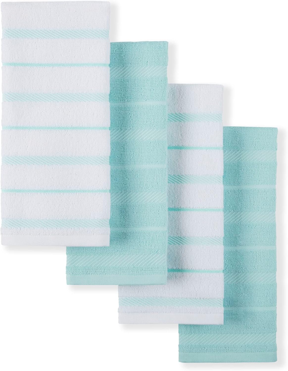KitchenAid Albany Kitchen Towel 4-Pack Set, Milkshake Tan/White, 16"x26"