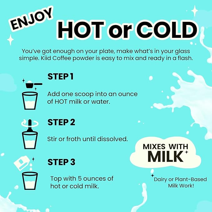 Kiid Coffee - 99.9% Caffeine-Free Organic Coffee for Kids - As Seen on Shark Tank - 12 Vitamins & Minerals, 4g Prebiotics, 0g Sugar - Non-GMO & Gluten-Free - Healthy Snack - Smores Latte - 12 Servings