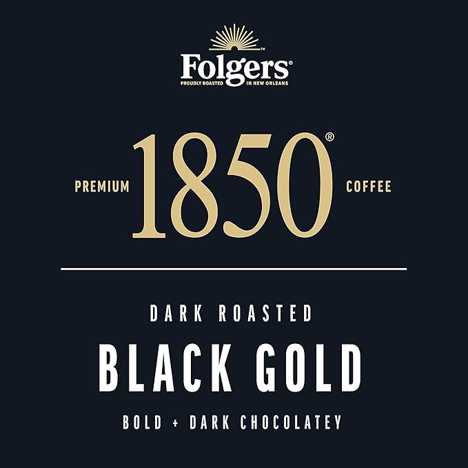 1850 Black Gold Dark Roast Ground Coffee, 12 oz