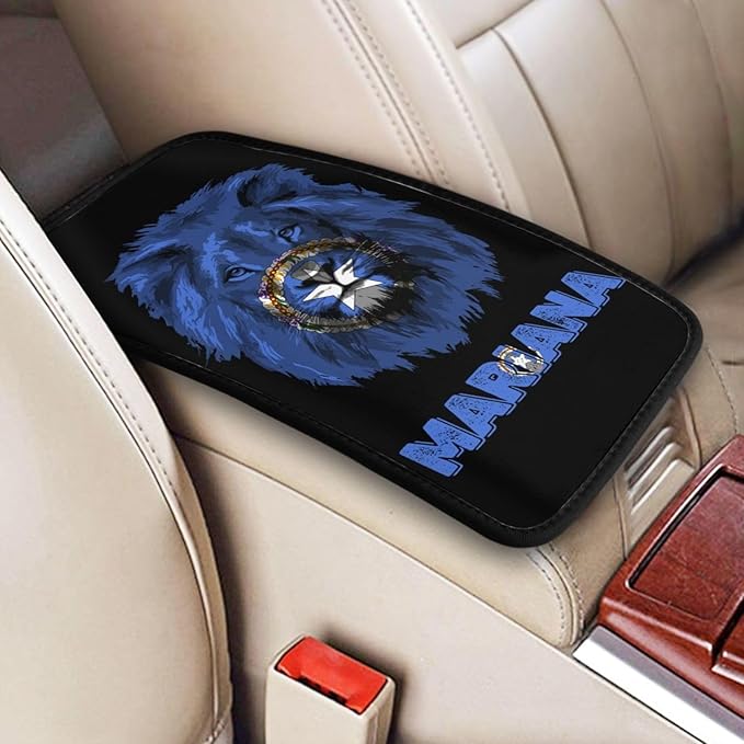 Vintage Mariana Flag Lion Head Auto Center Console Armrest Cover Car Handrail Box Cushion Pad Mat Universal Fit Most Vehicle Sedan Truck SUV Soft Comfort Decor Accessories
