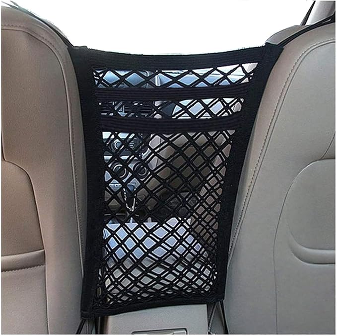Car Mesh Organizer 3-Layer for Mazda CX-30 2020-2023, Elastic Seat Back Net Bag with Pet Barrier Purse Tissue Holder for Backseat Storage