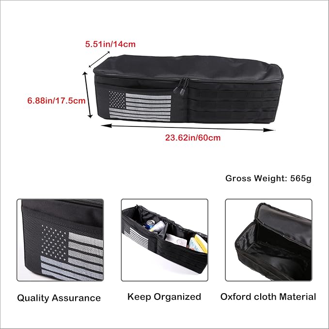 Aunginsy 1PCS Trunk Organizer Compatible with Toyota FJ Cruiser 2007-2021+, Car Left Side Trunk Storage Bag Backseat Hanging Storage Multi-Compartment Space Saving Accessories, With USA Flag Pattern