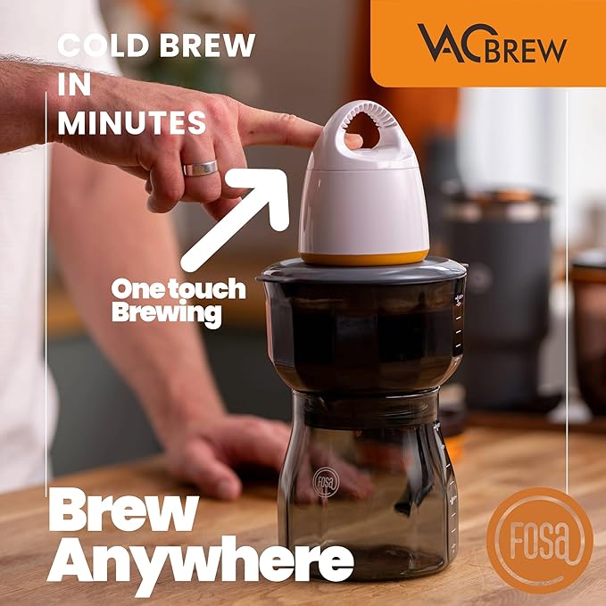 FOSA VacBrew - The Ultimate Hot & Cold Brew Vacuum Coffee Maker | 4-Program Timer with 17oz (500ml) Dual-Use Carafe (3 Programs Timer Vacuum Pump included)