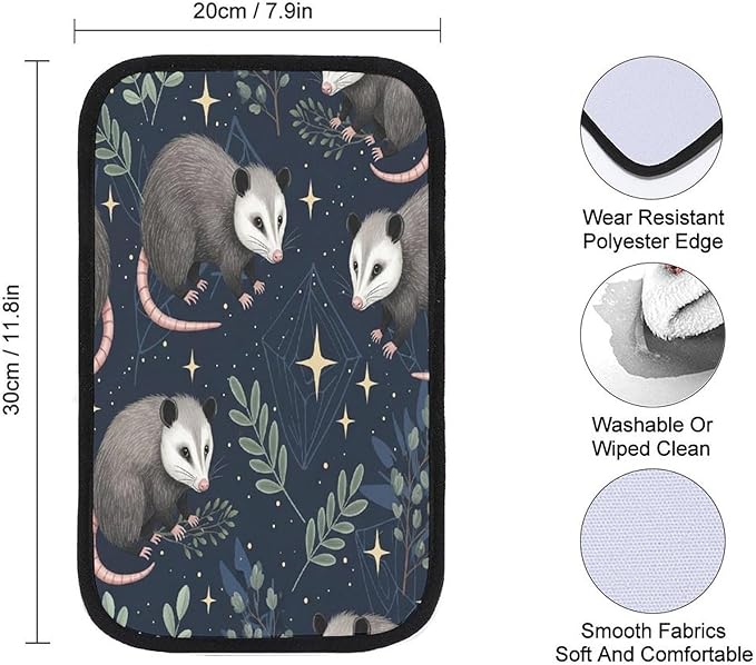 Opossums Stars Leaves Car Center Console Decor Handrail Armrest Box Cushion Interior Covers Car Protector Pad Lid Cover Accessories Universal Fit for Auto Truck Vehicles