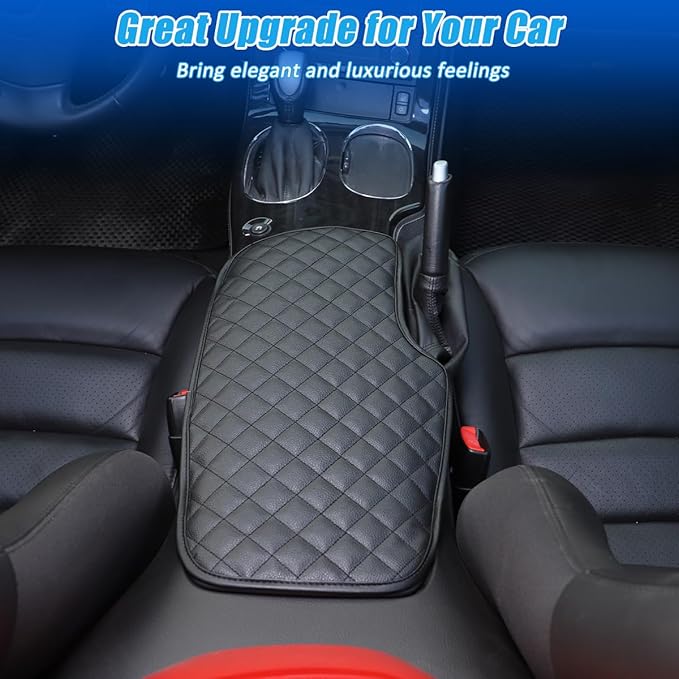 Car Arm Rest Cushion Pad Protector Compatible with Chevrolet Corvette C6 2005-2013 Car Center Armrest Cover,Leather Console lid Protector,Center Console Pad Anti-Scratch Accessories (Black)