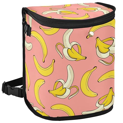 Banana Car Trash Can Cute Fruit Pink Car Garbage Bag with Lid Hanging Waterproof Leak Proof Vehicle Storage Bin