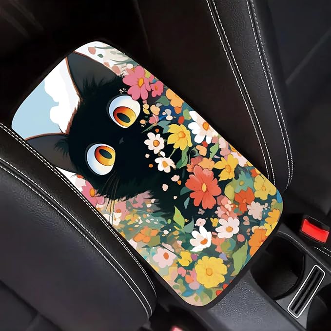 CREATCABIN Cat Car Armrest Cover Car Center Console Cover Auto Armrest Storage Box Mat Soft Car Seat Box Cover Pad Comfortable Auto Accessories Interior for SUV Sedan Truck 12.6×7.5in
