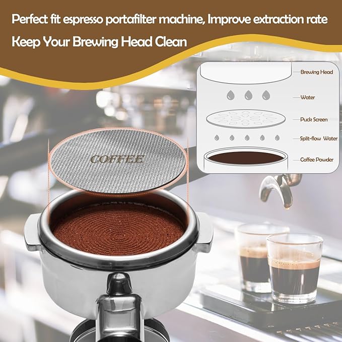 Puck Screen 58.5mm Reusable Puck Screen for Espresso Portafilter, 1.7mm Thickness 150μm 316 Stainless Steel Screen Filter Basket Compatible with Espresso Machine