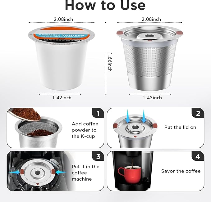 Reusable K Cups,Stainless Steel K Cups for Keurig,Keurig Reusable Coffee Pods for Keurig 1.0 & 2.0 Coffee Makers BPA-Free Refillable Coffee Filters (1)