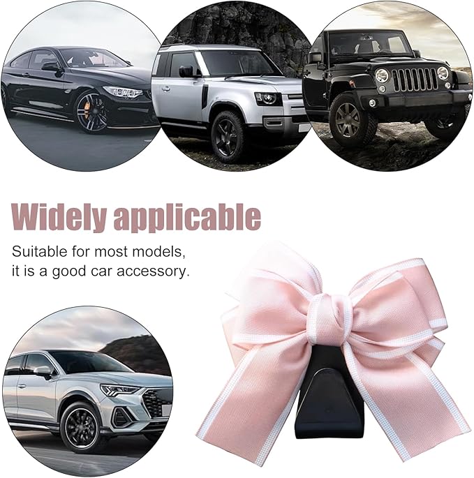 2 PCS Bow Car Headrest Hooks, Cute Bow Back Seat Decorative Hanger, Multi-function Hanging Storage Hook for Purse Bag Umbrella, Portable Interior Organizer for Cars (Pink)