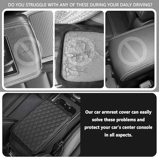 Auto Center Console Cover for Toyota Grand Highlander 2024 2025 2026, Leather Waterproof Armrest Seat Box Cover Multifunctional Armrest Cushion Scratch