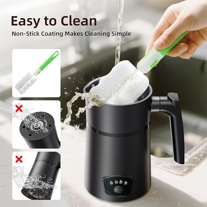 Milk Frother, 4-in-1 Electric Milk Steamer, Hot and Cold Foam Maker, 1 min Fast Frothing, 11.8 oz/350 ml Milk Warmer, Frother for Coffee Latte, Cappuccino, Temperature Control, Auto Shut-Off