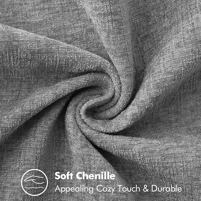 MIULEE Pack of 2 Couch Throw Pillow Covers 16x16 Inch Dark Gray Farmhouse Decorative Pillow Covers with Stitched Edge Soft Chenille Solid Dyed Pillow Covers for Sofa Bed Living Room