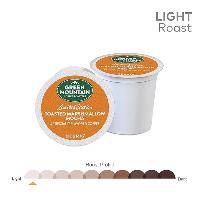 Green Mountain Coffee Roasters Toasted Marshmallow Mocha, Single-Serve Keurig K-Cup Pods, Flavored Light Roast Coffee, 24 Count