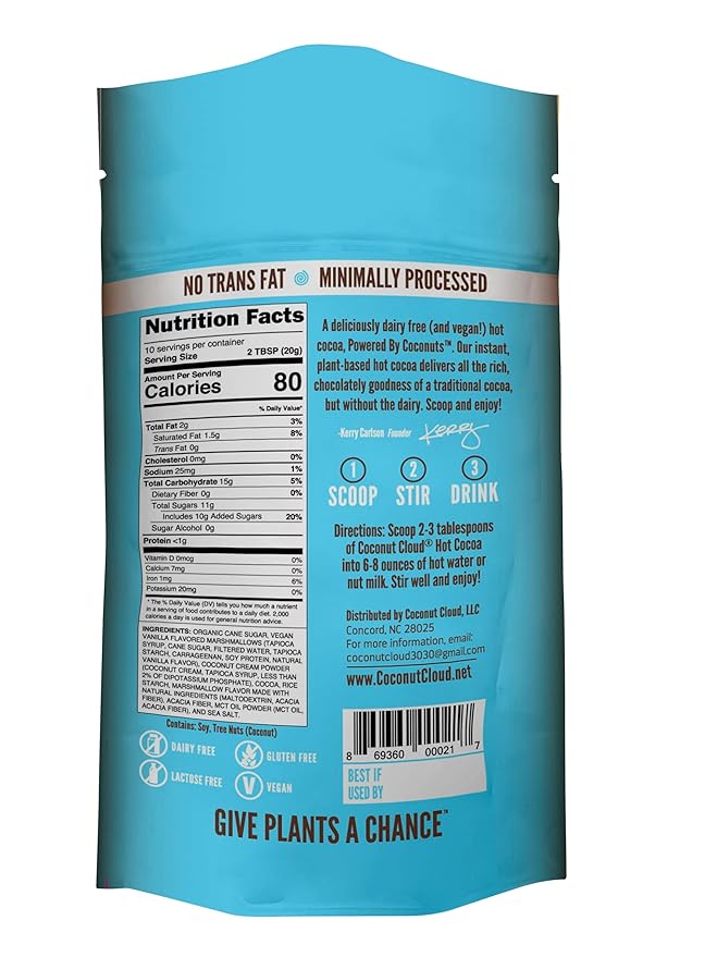 Coconut Cloud: Vegan, Natural, Delicious, Creamy Chocolate | Made in Colorado from Premium Milk Powder (Non-GMO, Gluten Free), Toasted Marshmallow Cocoa, 7 oz