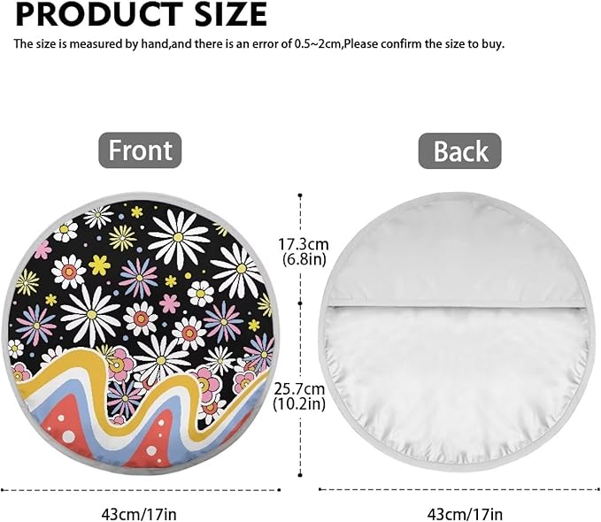 Groovy Hippie Flower Pattern Steering Wheel Sunshade Cover Fit Most Truck Van Car SUV Steering Wheel UV Reflector Shade Cover Sun Protection Car Interior Accessories