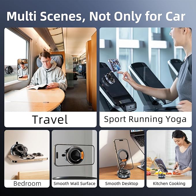 Car Phone Holder [Upgraded Strongest Magnetic Military-Grade Suction Cup] for Magsafe Magnetic 360° Adjustable Dashboard Windshield Vacuum Phone Mount Universal Automobile Cradle Cell Phone Stand