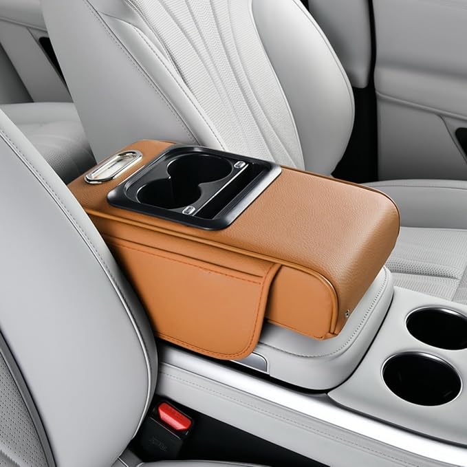 Armrest Pad for Car w/Type-C Charging Interface, Car Center Console Cup Holder, Interior Car Accessories, 2 Sizes& Styles (Upgraded Version, Orange, M: 35×20.5×7cm / 13.78×8.07×2.76’’)