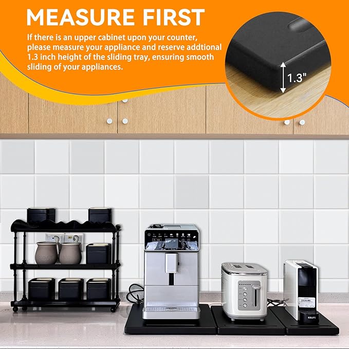 Wood Appliance Slider with 360' Wheels, 13"D x 16"W Sliding Tray for Coffee Maker & Heavy Kitchen Appliances,Countertop Appliance slider for Kitchen Appliance, Premium Wood Rolling Tray,No Assemble
