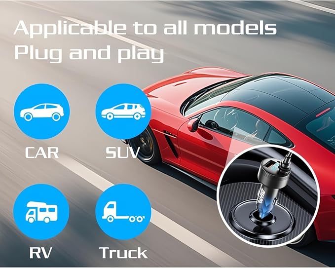 3 in 1 Starlink Mini Accessory 12v Car Cigarette Lighter Adapter Charger,with Digital Display,Compatible with Starlink Mini DC Power Cable UBS-A USB-C for All Car Models