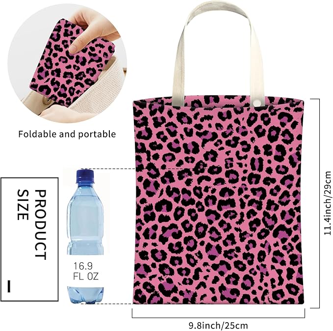 Cute Car Trash Can, Hanging Canvas Car Back Seat Organizer and Storage Bag, Funny Car Trash Bag for Travelling, Outdoor Cute Pink Leopard
