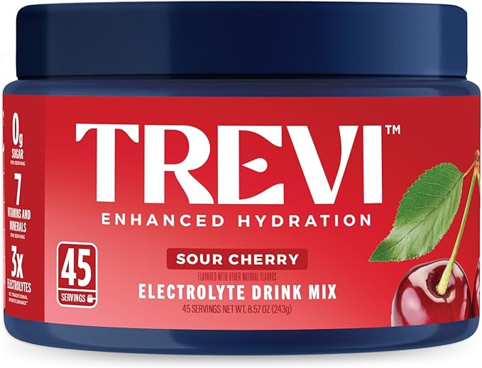 TREVI™ Sugar Free Electrolytes - Everyday Hydration Drink Mix Hydration Powder Multi Serving Tub - 45 Serving - Sour Cherry