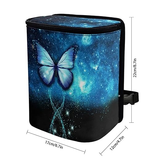 DISNIMO Blue Butterfly Car Trash Can Easy-to-Install Car Accessory Interior, Leak-Proof Car Garbage Can Bin Organizer Storage Bag for The Back Seat of Any Cars, Sedans, SUVs & Trucks