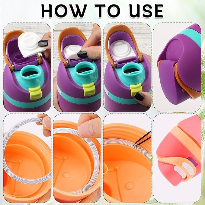 6 Sets Replacement Stopper and O Ring Gasket Compatible with Owala FreeSip 24oz 32oz,Water Bottle Lid Insert Cap Rubber Seal Parts for Owala 16/19/24/32/40oz Mouthpiece Accessories Z6S2
