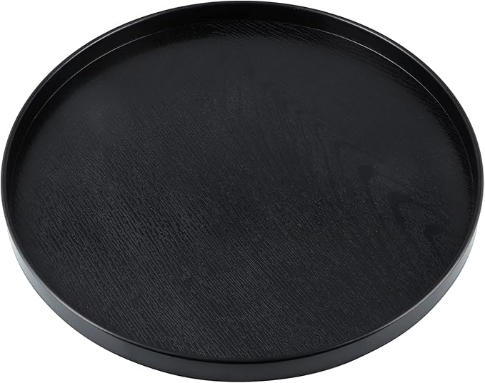 MDLUU Plastic Serving Tray, 13" Ottoman Tray, Round Butler Tray for Breakfast in Bed, Coffee Table Decor, Party